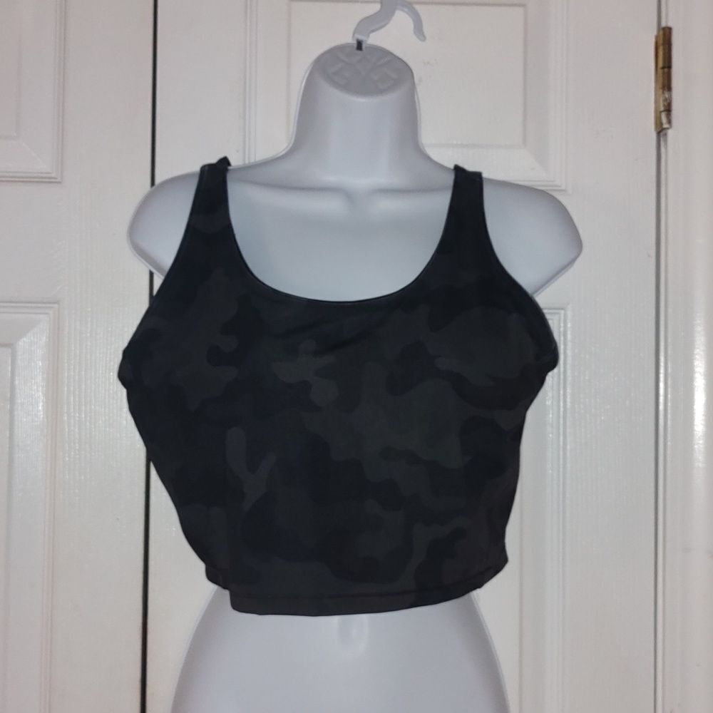 Zelos black gray camo camouflage sports bra Sz L